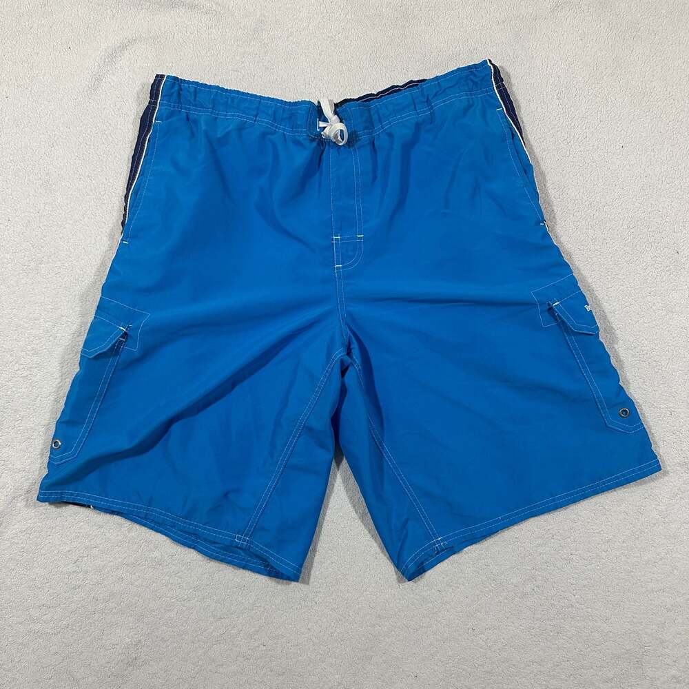 Beverly Hills Polo Club Men's Blue Cargo Swim Trunks Board Shorts XL
